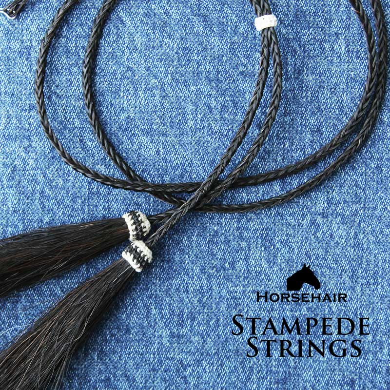画像1: ハット用 あご紐 馬の毛 ホースヘアー スタンピード ストリングス ブラック/Horse Hair Stampede Strings(Black)