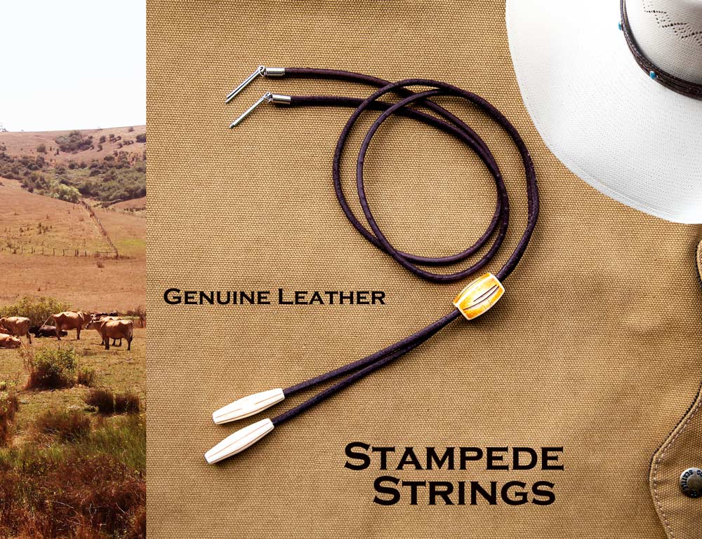 画像2: ハット用 あご紐 レザー製 スタンピード ストリングス （ブラウン）/Leather Stampede Strings(Brown)