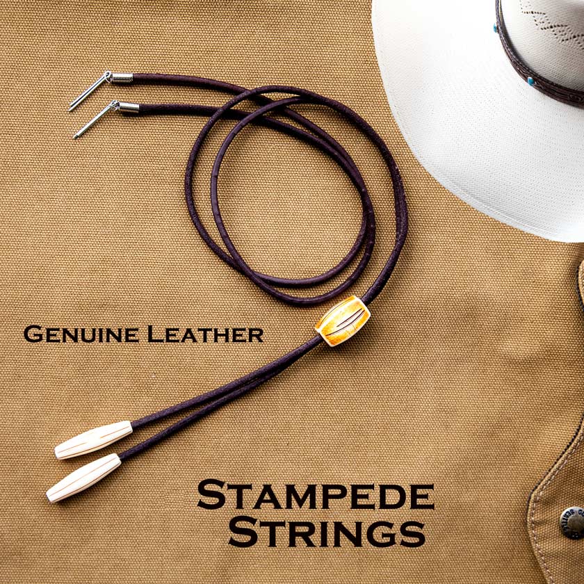 画像1: ハット用 あご紐 レザー製 スタンピード ストリングス （ブラウン）/Leather Stampede Strings(Brown)