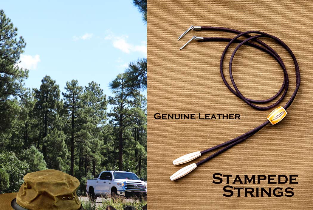 画像: ハット用 あご紐 レザー製 スタンピード ストリングス （ブラウン）/Leather Stampede Strings(Brown)