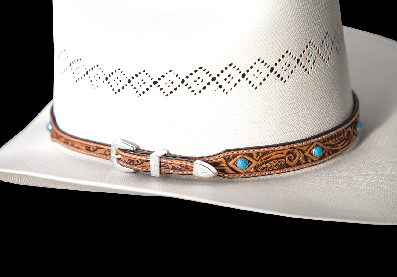 画像: レザー ハット バンド（クラフトナチュラル・ターコイズ）/Leather Hat Band(Natural/Turquoise)