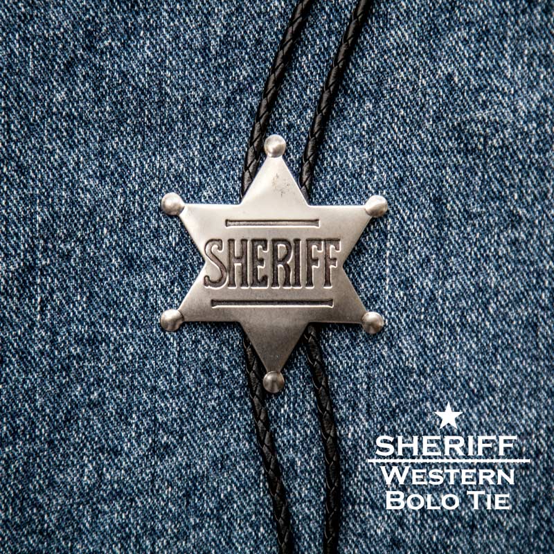 画像1: ボロタイ シェリフ バッジ（アンティークシルバー）/Western Bolo Tie Sheriff Badge