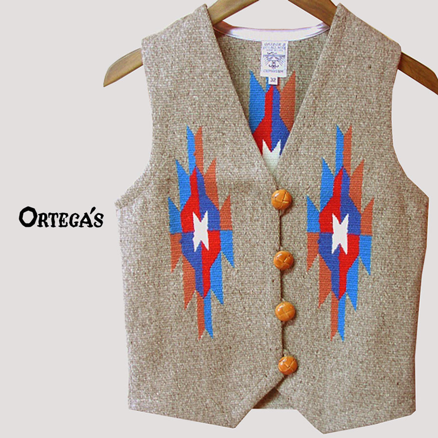 オルテガ チマヨ ベスト 32・100%ウール手織り/CHIMAYO ORTEGA'S HAND WOVEN 100% ALL WOOL  VEST(Women's)