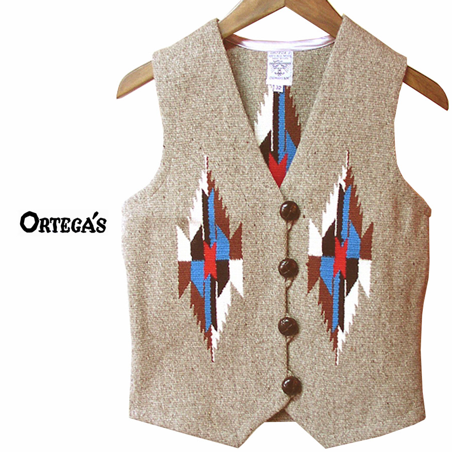 オルテガ チマヨ ベスト 32・100%ウール手織り/CHIMAYO ORTEGA'S HAND WOVEN 100% ALL WOOL  VEST(Women's)