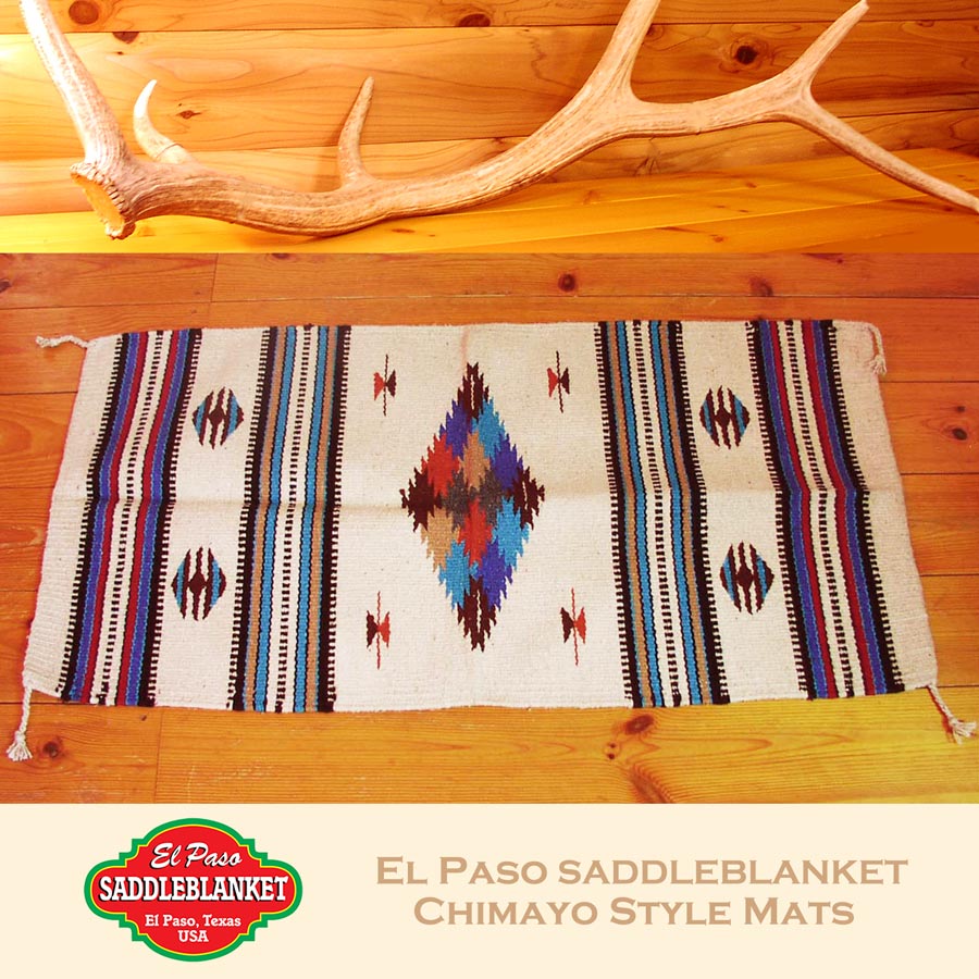 画像1: エルパソサドルブランケット サンタフェ ラグマット（約50cmx100cm）/El Paso Saddleblanket Santa Fe Style Mats