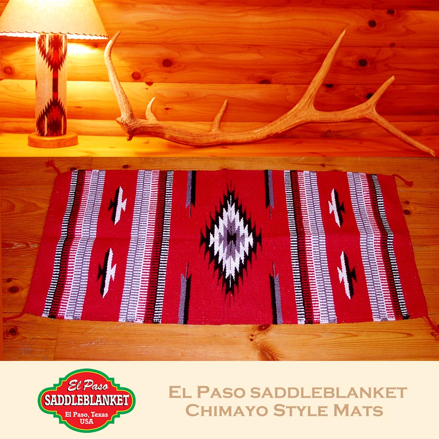 画像1: エルパソサドルブランケット サンタフェ ラグマット（約50cmx100cm）/El Paso Saddleblanket Santa Fe Style Mats