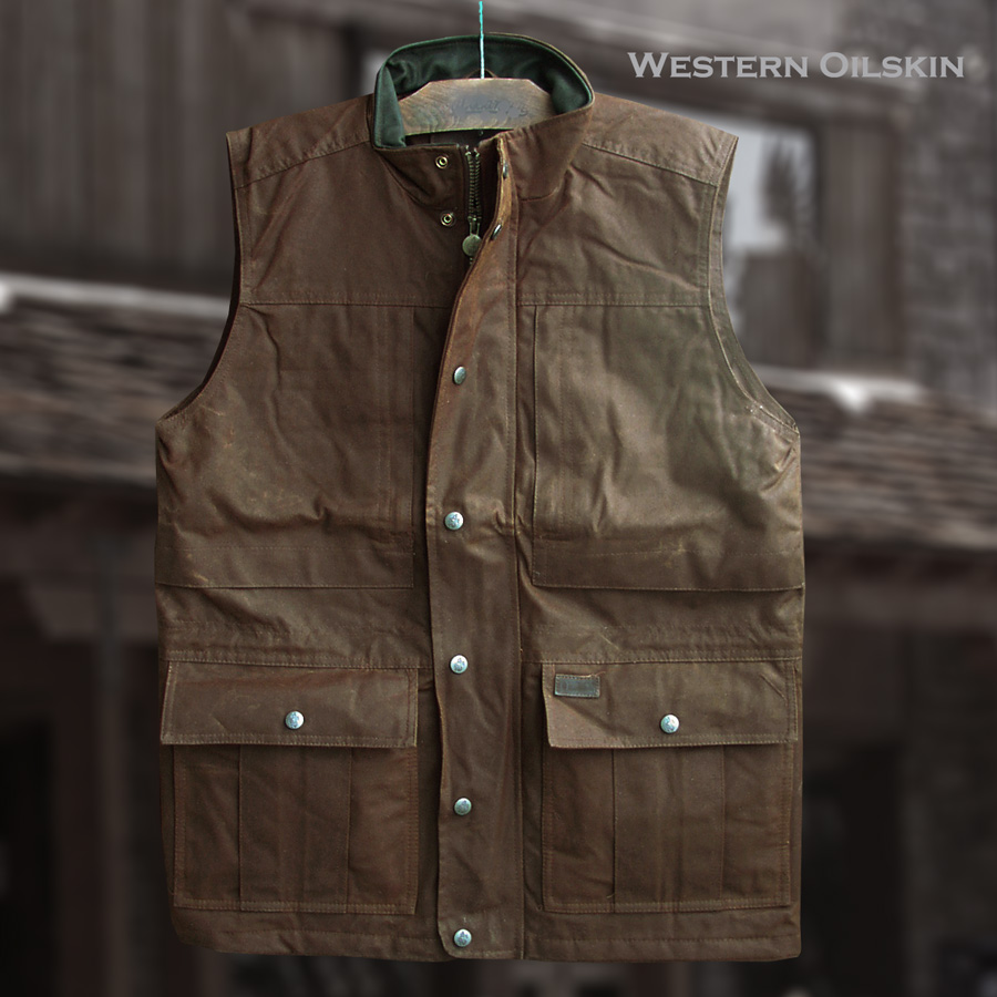 アウトバック トレーディング プレミアム 12オンス ウォータープルーフ オイルスキン ベスト（オイルドブロンズ）L/Outback Trading  Deer Hunter Vest(Bronze)