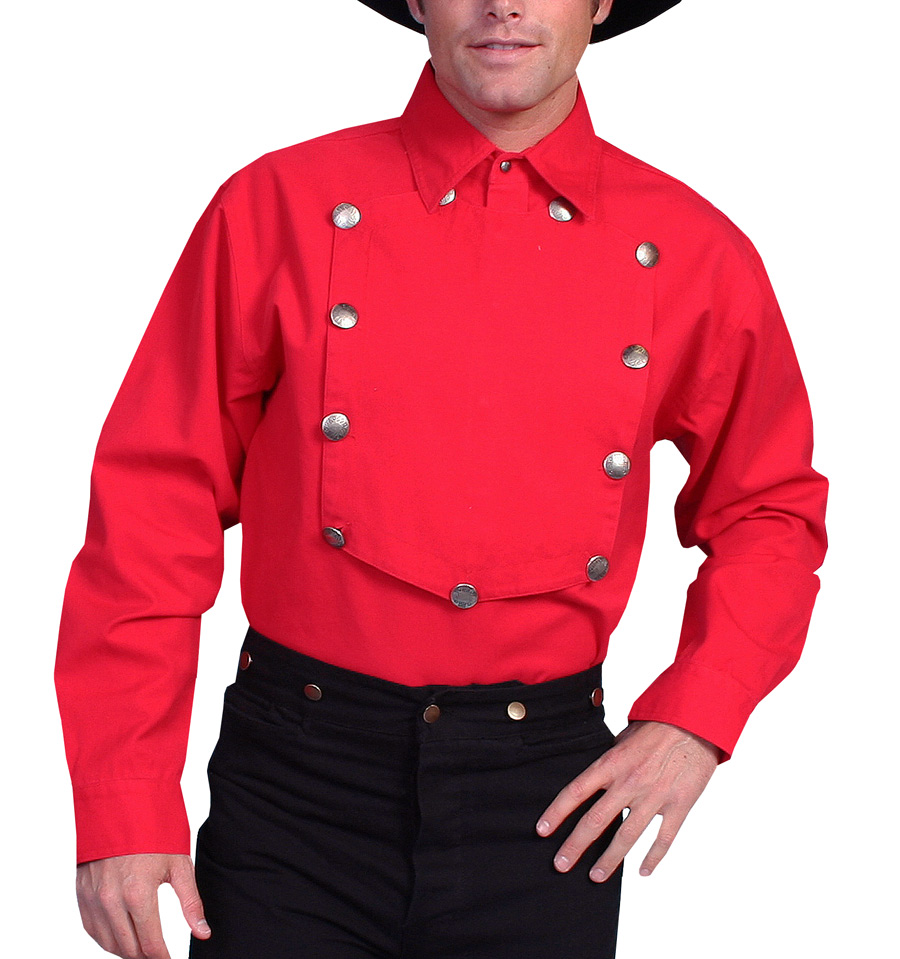 画像: スカリー ウエスタン ビブフロント キャバルリーシャツ（長袖/レッド）/Scully Range Wear Bib Front Shirt Red(Men's)