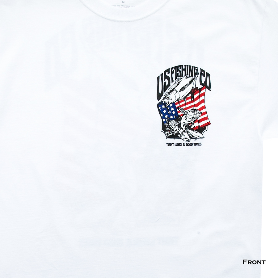 アメリカン フィッシング アメリカ国旗 半袖 Tシャツ（ホワイト）/U.S.