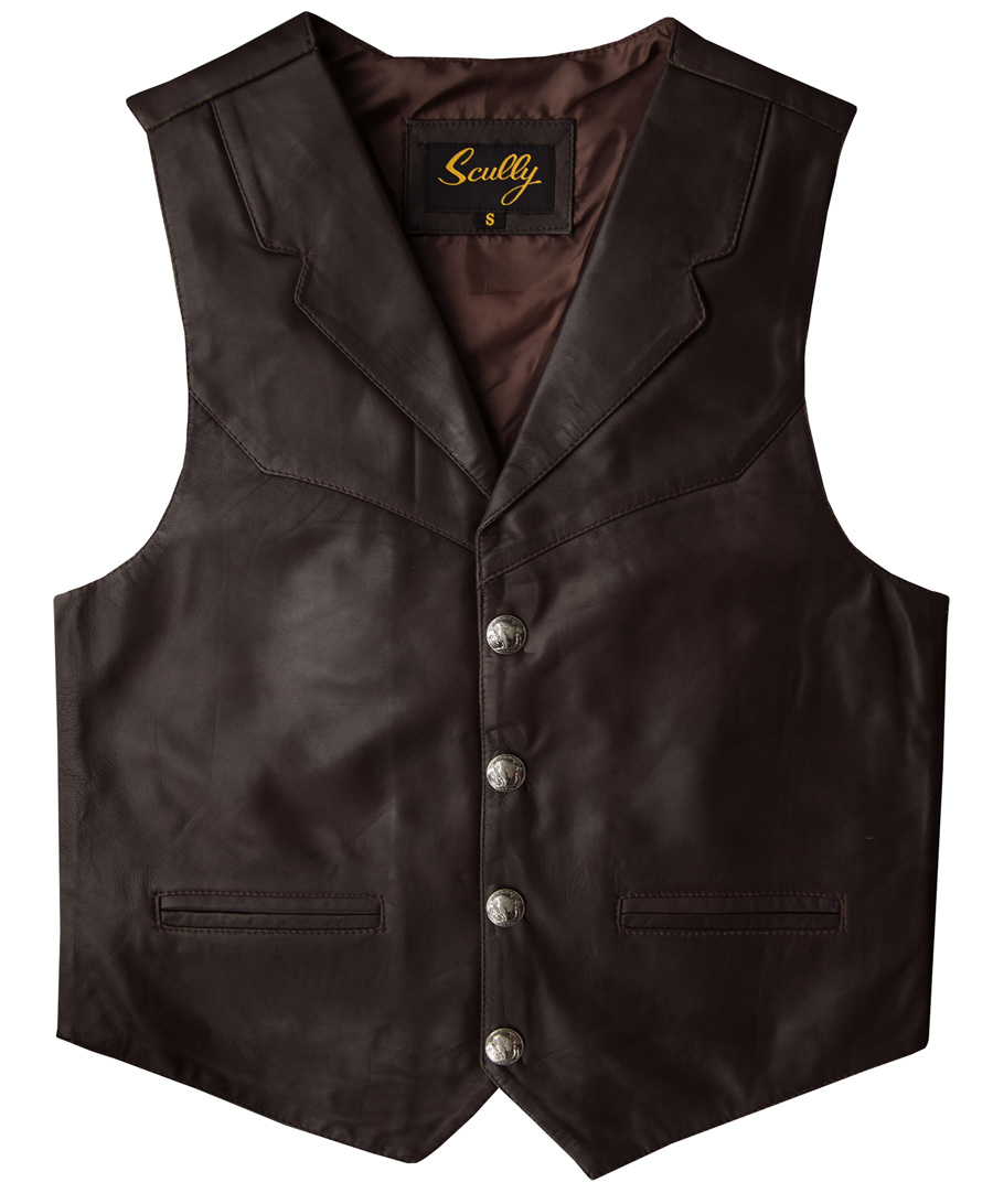 画像: スカリー バッファロースナップ レザー ベスト（ブラウン）/Scully Lamb Leather Vest(Brown)
