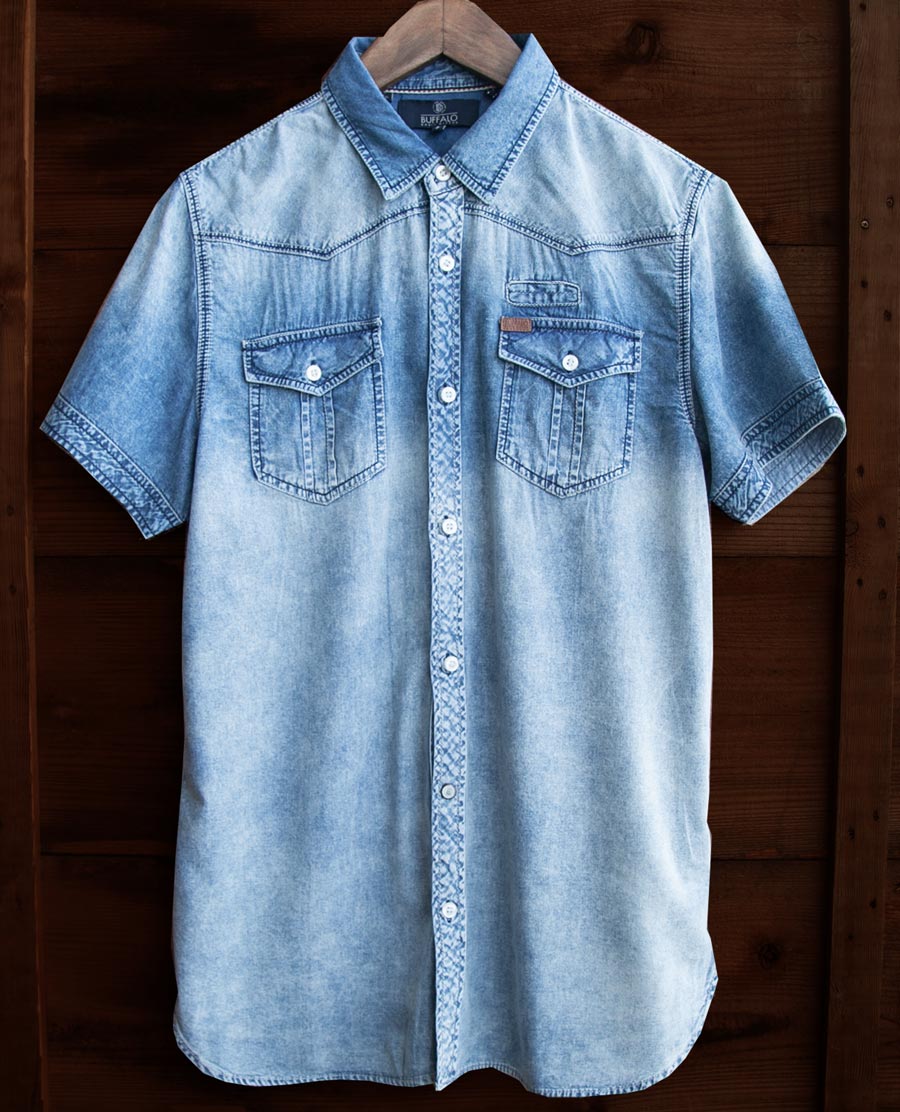 画像: バッファロー デビッド ビトン 半袖 シャツ（ウオッシュブルー）/Buffalo David Bitton Short Sleeve Shirt