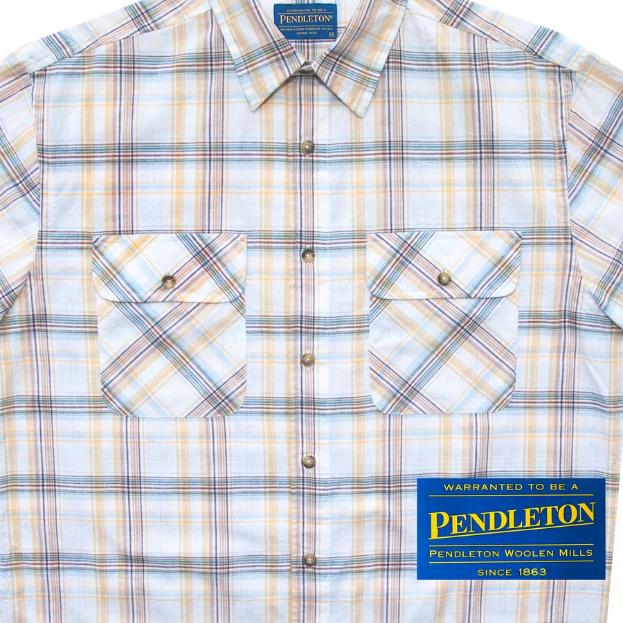 画像1: ペンドルトン 半袖 ハイカー シャツ（イエロー ブループラッド）/Pendleton Short Sleeve Hiker Shirt
