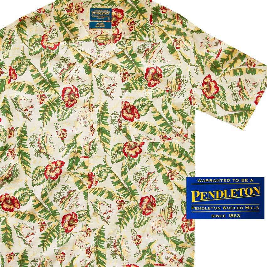 画像: ペンドルトン リゾート シャツ（半袖・ハイビスカスフローラル）ラージサイズあり/Pendleton Short Sleeve Shirt