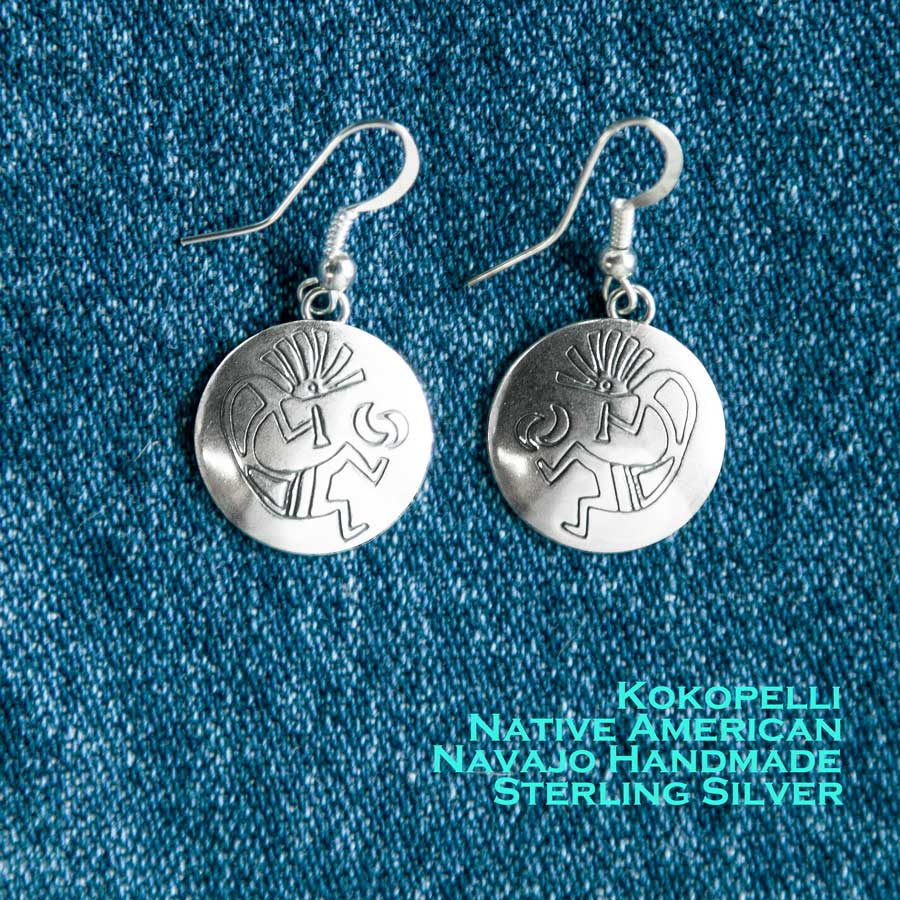ココペリ ピアス スターリングシルバー ナバホ作/Navajo Sterling Silver Kokopelli Earrings