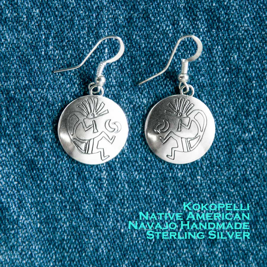 画像1: ココペリ ピアス スターリングシルバー ナバホ作/Navajo Sterling Silver Kokopelli Earrings