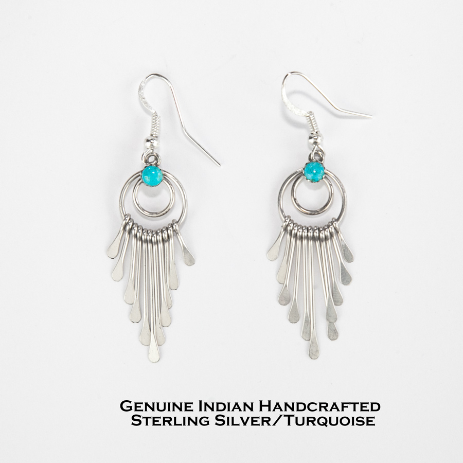 画像1: ナバホ インディアン ハンドメイド スターリングシルバー ターコイズ ピアス/Navajo Handmade Sterling Silver Turquoise Earrings