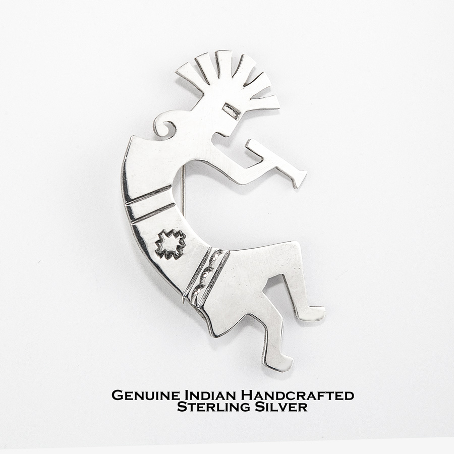 画像1: ココペリ アメリカ先住民族 インディアン ナバホ族 スターリングシルバー ブローチ/Native American Navajo Sterling Silver Kokopelli Brooch