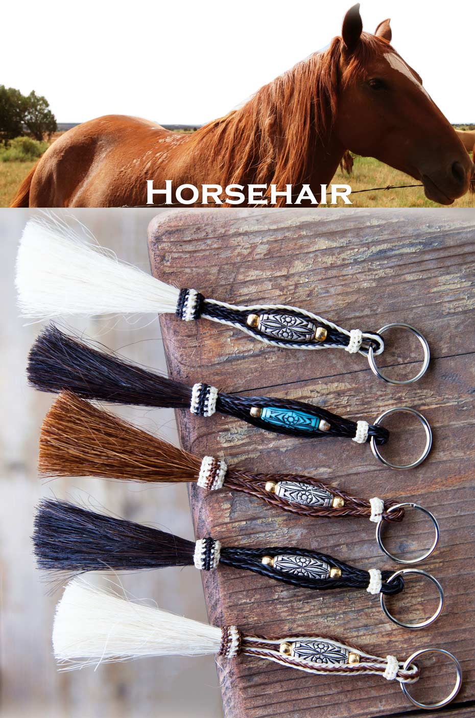 画像: ホースヘアー（馬の毛） ウエスタン キーホルダー/Key Chains