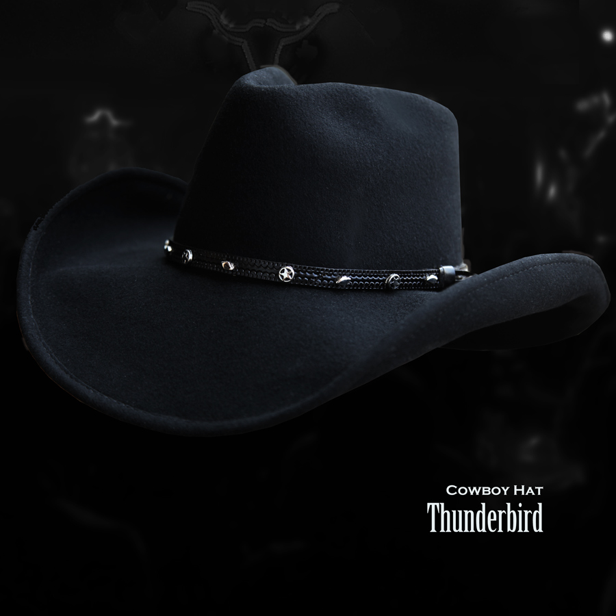 画像1: ブルハイド プレミアムウール カウボーイ ハット サンダーバード（スター・ブラック）/Bullhide Premium Wool Cowboy Hat Thunderbird(Black)