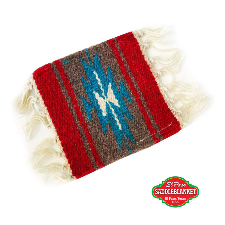 画像1: エルパソサドルブランケット サウスウエスト チマヨデザイン ウールラグ マット コースター（16cmx16cm）/El Paso Saddleblanket Wool Mats Coasters