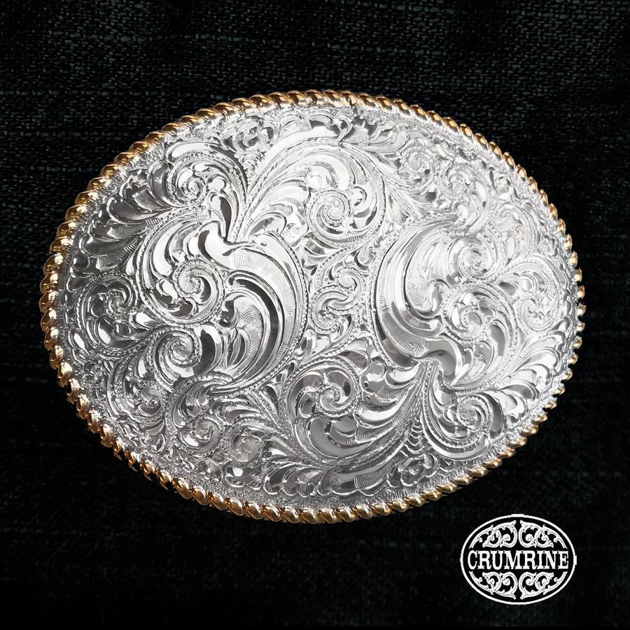 画像: クラムライン ベルト バックル リーフ スクロール&ウエスタン ロープエッジ/Crumrine Belt Buckle Leaf Scroll/Rope Edge