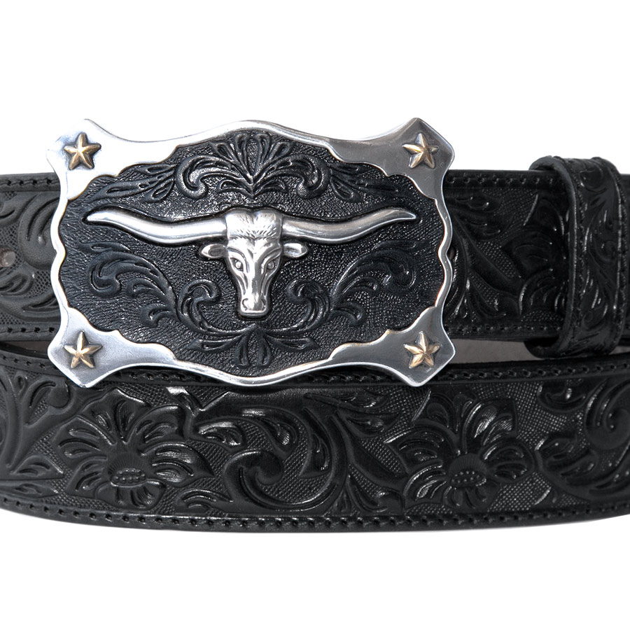 画像2: ジャスティン ロングホーン ベルト（ブラック）/Justin Classic Longhorn Belt(Black)