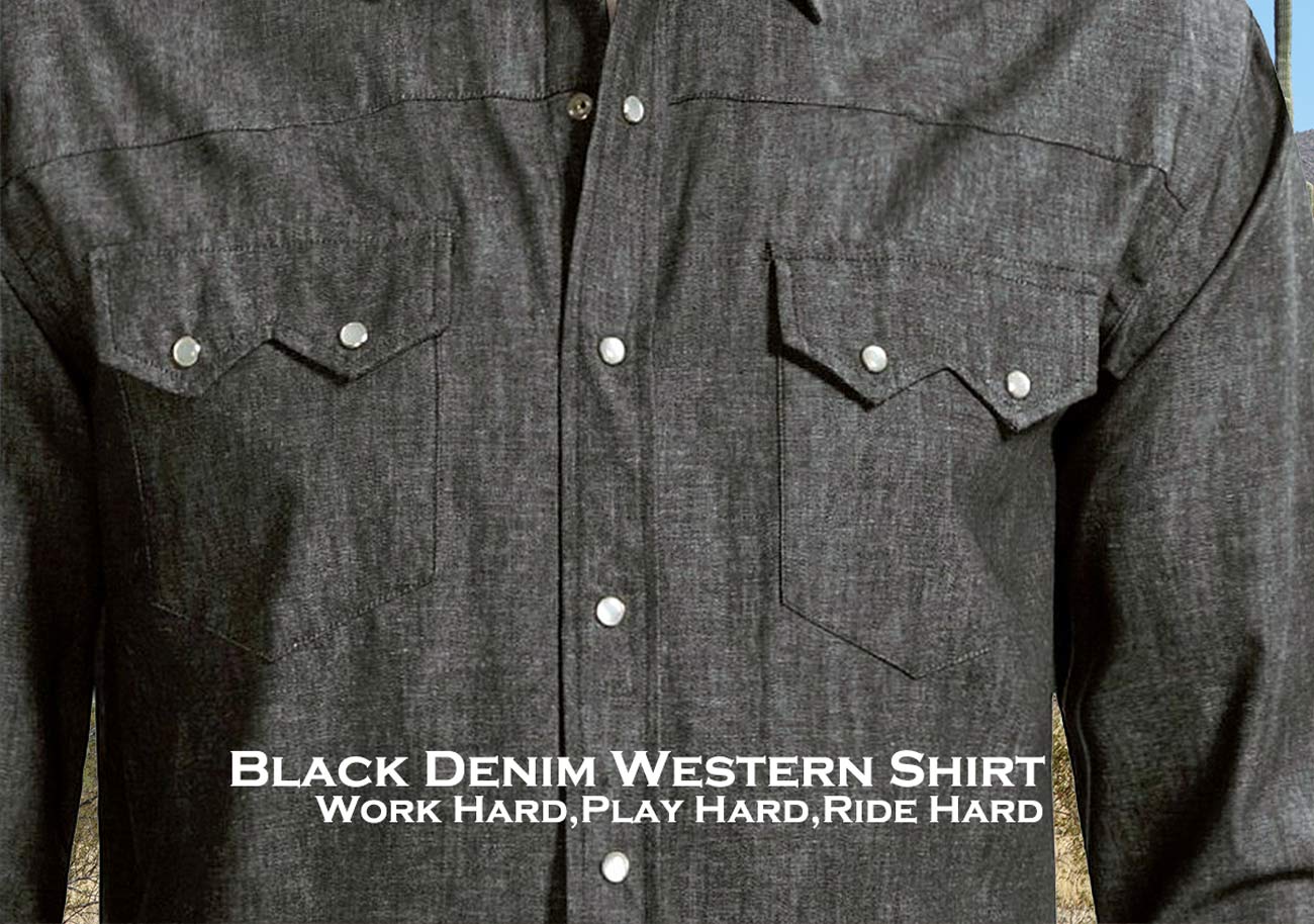画像: ローパー ブラック デニム ウエスタンシャツ（長袖）身幅65cm・68cm/Roper Long Sleeve Western Shirt(Black)