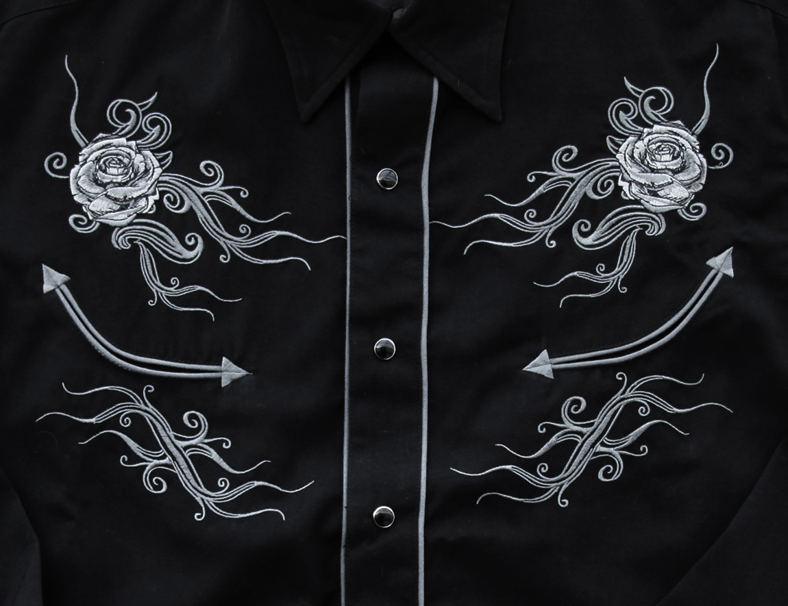 画像: ローパー オールドウエスト 刺繍 ウエスタン シャツ（長袖/ブラック・シルバー）/Roper Old West Long Sleeve Embroidered Western Shirt(Black/Silver)