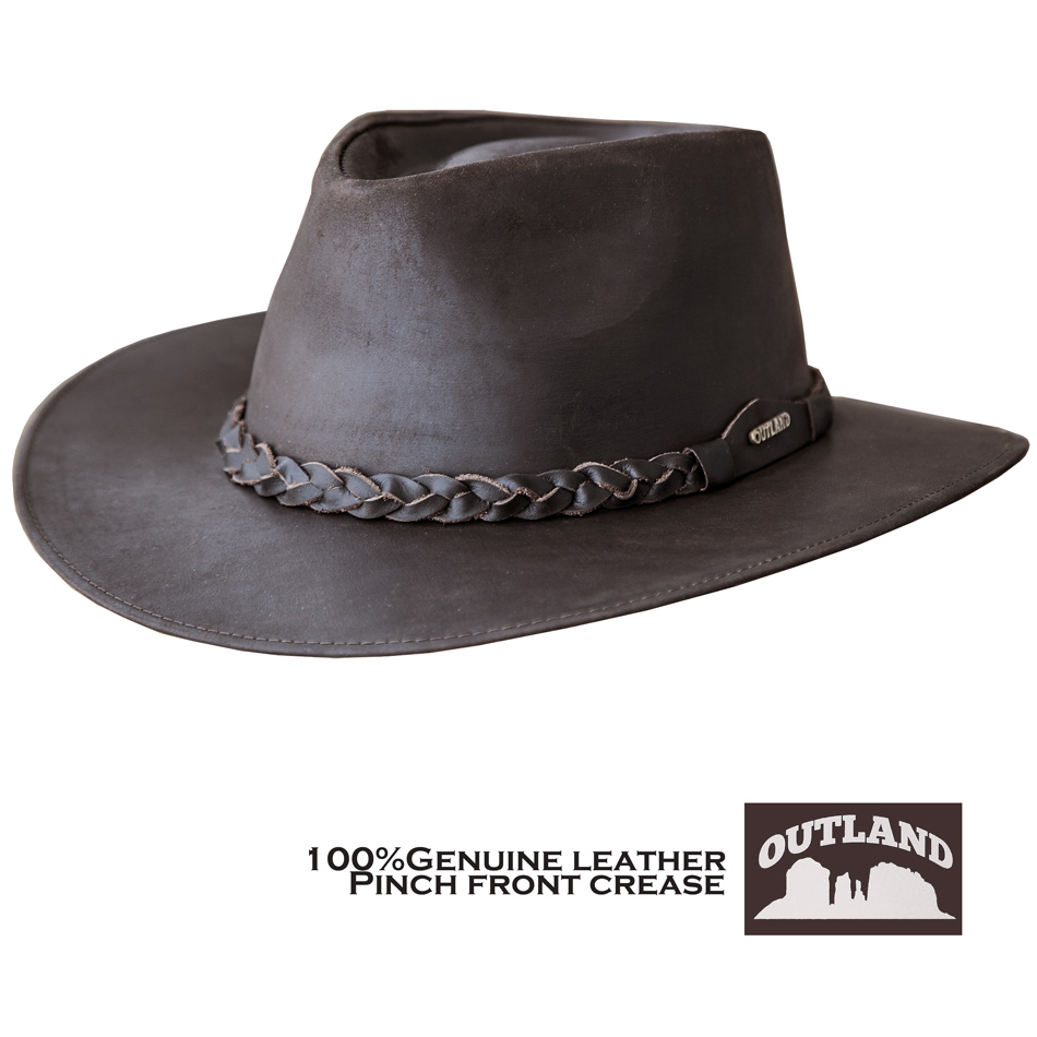 画像1: アウトランド レザー アウトバック ハット（ブラウン）/Outland Leather Outback Hat(Dark Brown) 