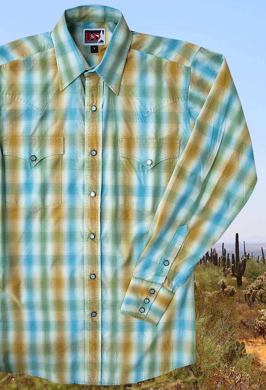 画像4: パンハンドルスリム ブルックス＆ダン コレクション ウエスタンシャツ・ターコイズ（長袖）/Brooks&Dunn By Panhandle Slim Long Sleeve Western Shirt(Turquoise)