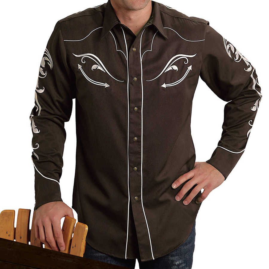 画像: ローパー ウエスタン 刺繍 シャツ（長袖/ブラウン）/Roper Long Sleeve Embroidered Western Shirt(Brown)