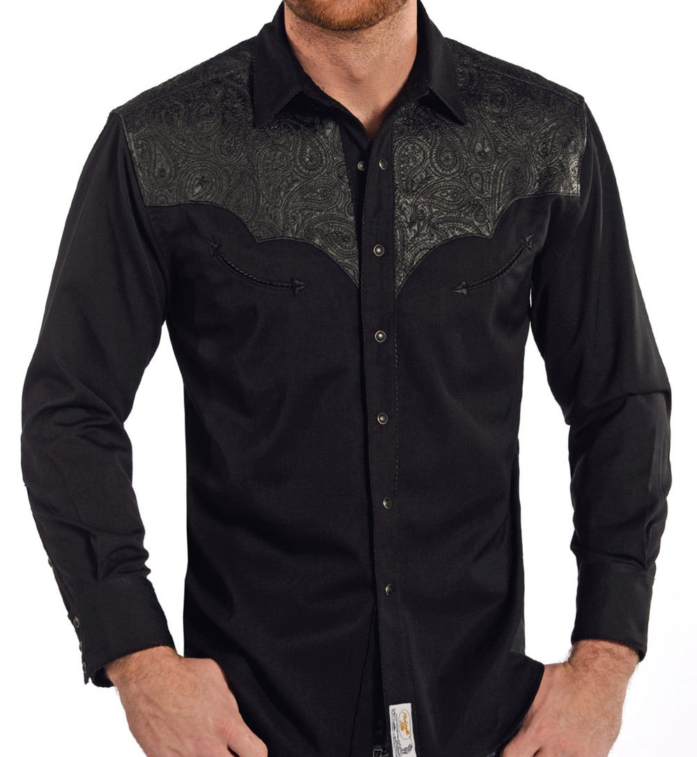 画像2: パンハンドルスリム ブラックペーズリー 刺繍 ヨーク ウエスタン シャツ（長袖・ブラック）/Panhandle Slim Long Sleeve Western Shirt