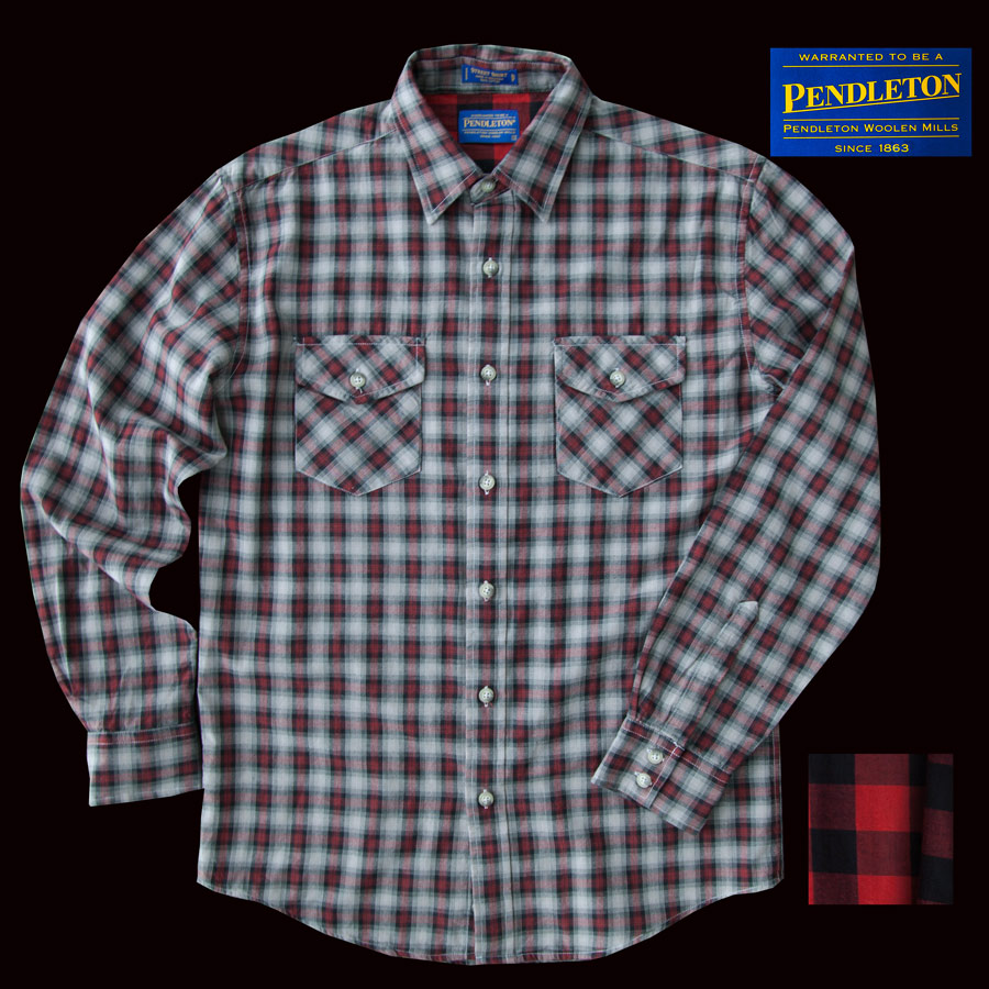 画像1: ペンドルトン ダブルフェイス ビンテージフィット ストリートシャツ（長袖）S/Pendleton Long Sleeve Double Face Street Shirt(Black Red Soft Plaid)