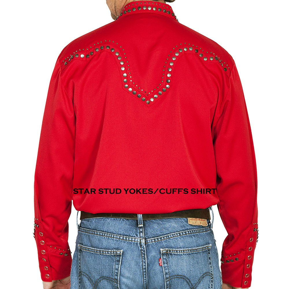 画像3: スカリー スタースタッズ ウエスタンシャツ（長袖/レッド）/Scully Long Sleeve Western Shirt(Men's)