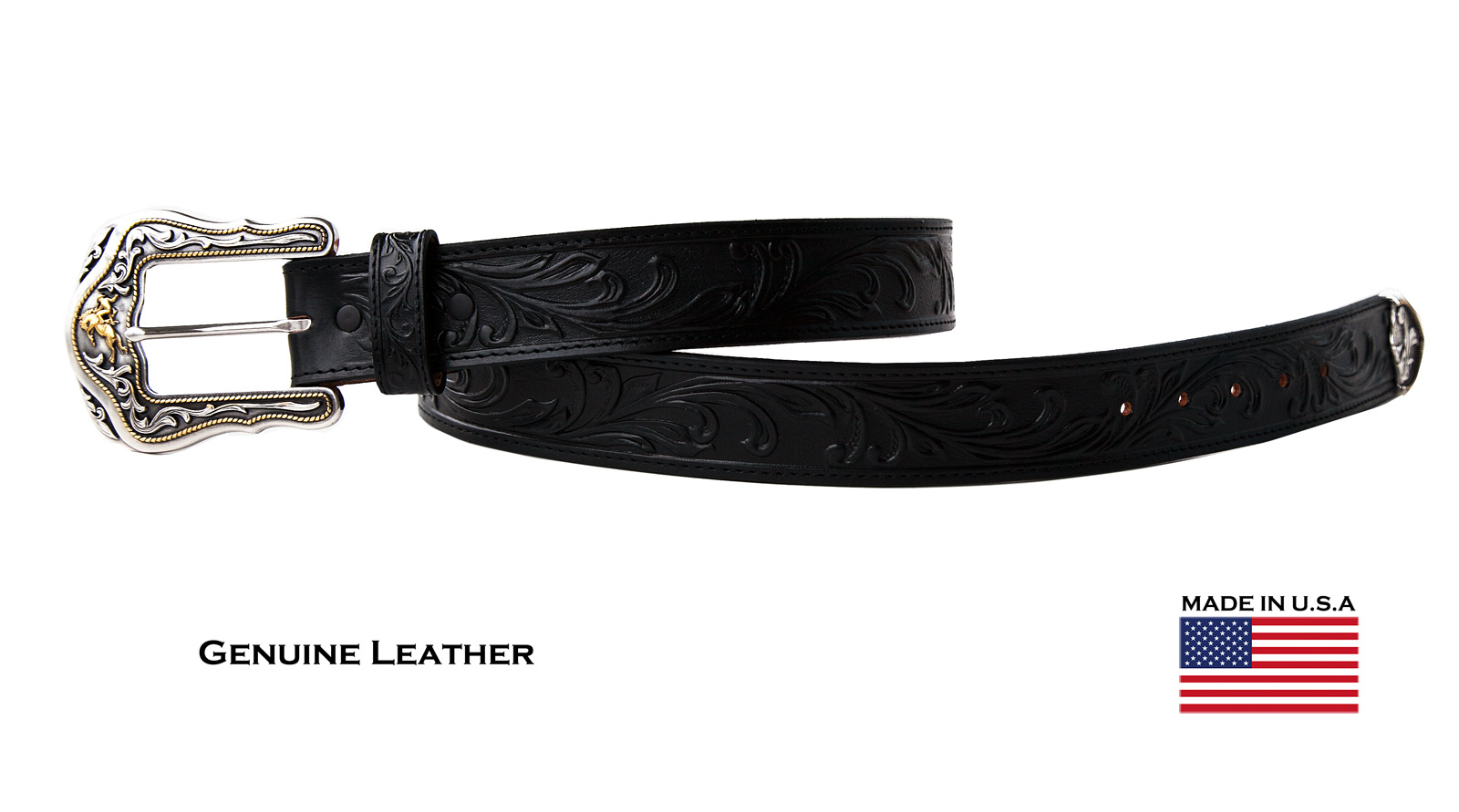 画像: トニーラマ ウエスタン レザー ベルト（ブロンコライダー ブラック）/Tony Lama Western Leather Belt・1-1/2" WESTERLY RIDE BELT(Black)