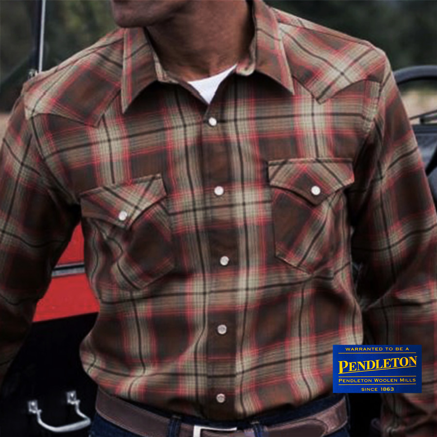 画像: ペンドルトン サーペンドルトン フィッテッド ウエスタンシャツ（ブラウン・レッドプラッド）/Pendleton Sir Pendleton Western Shirt