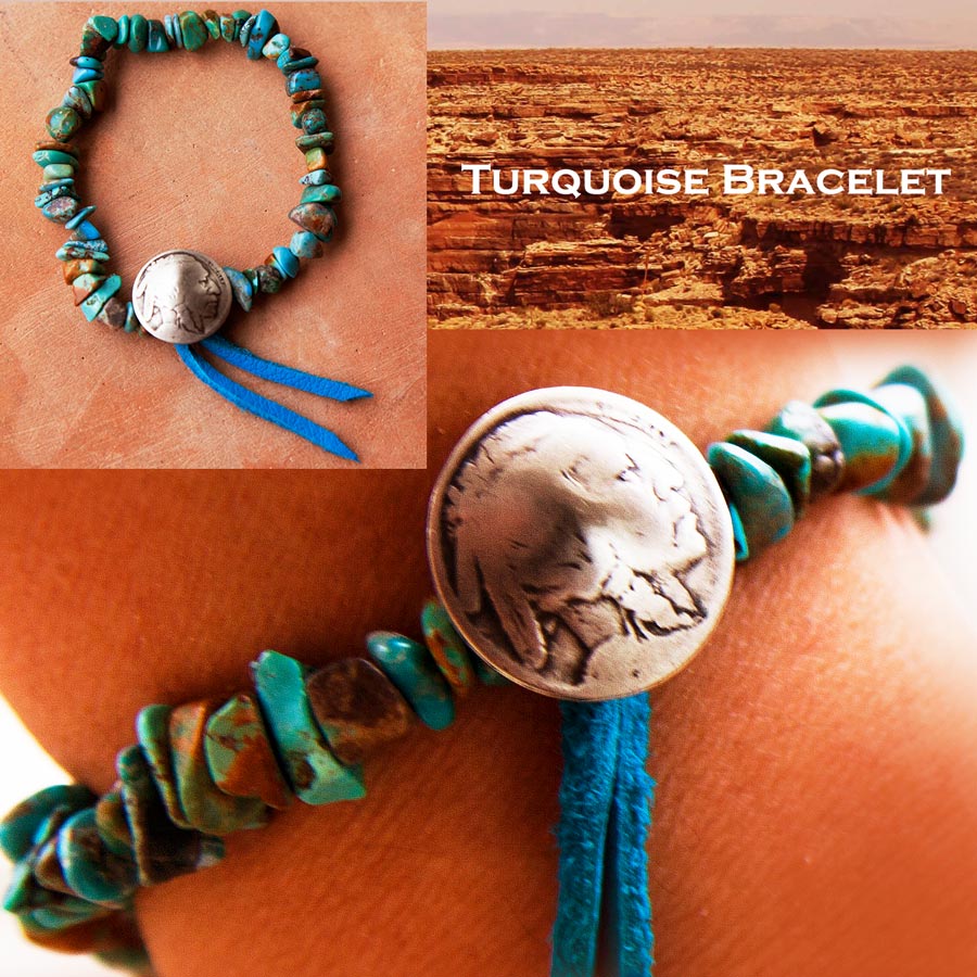 画像1: ターコイズ インディアン ブレスレット/Turquoise Bracelet