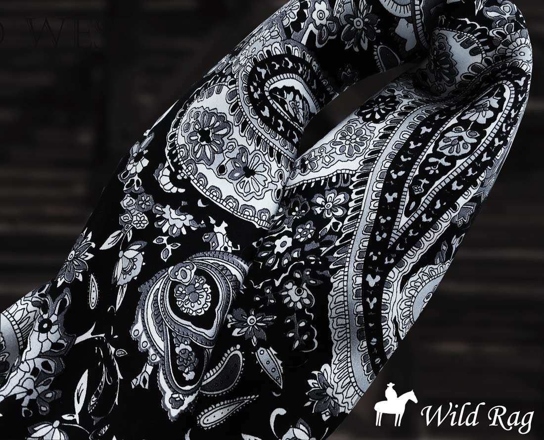 画像: カウボーイ 大判スカーフ ワイルドラグ ペイズリー ブラック/100% Silk Wild Rags(Paisley/Black)