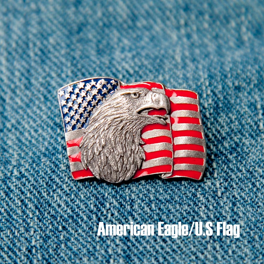 画像1: ピンバッジ アメリカンイーグル&アメリカ国旗 星条旗/Pin American Eagle US Flag