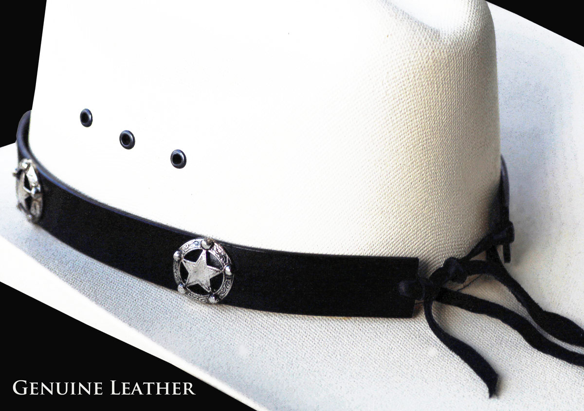 画像: スターコンチョ レザー ハット バンド（ブラック）/Leather Hat Band(Star Concho Black)