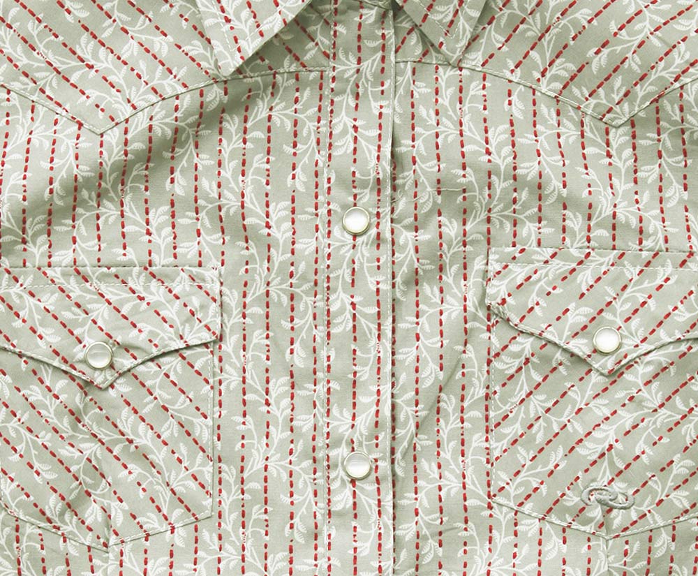 画像: 上品なストライプのノースリーブシャツ（セージグリーン・ホワイト・レッド）/Roper Western Shirt Sage Green White Red (Sleeveless/Women's)