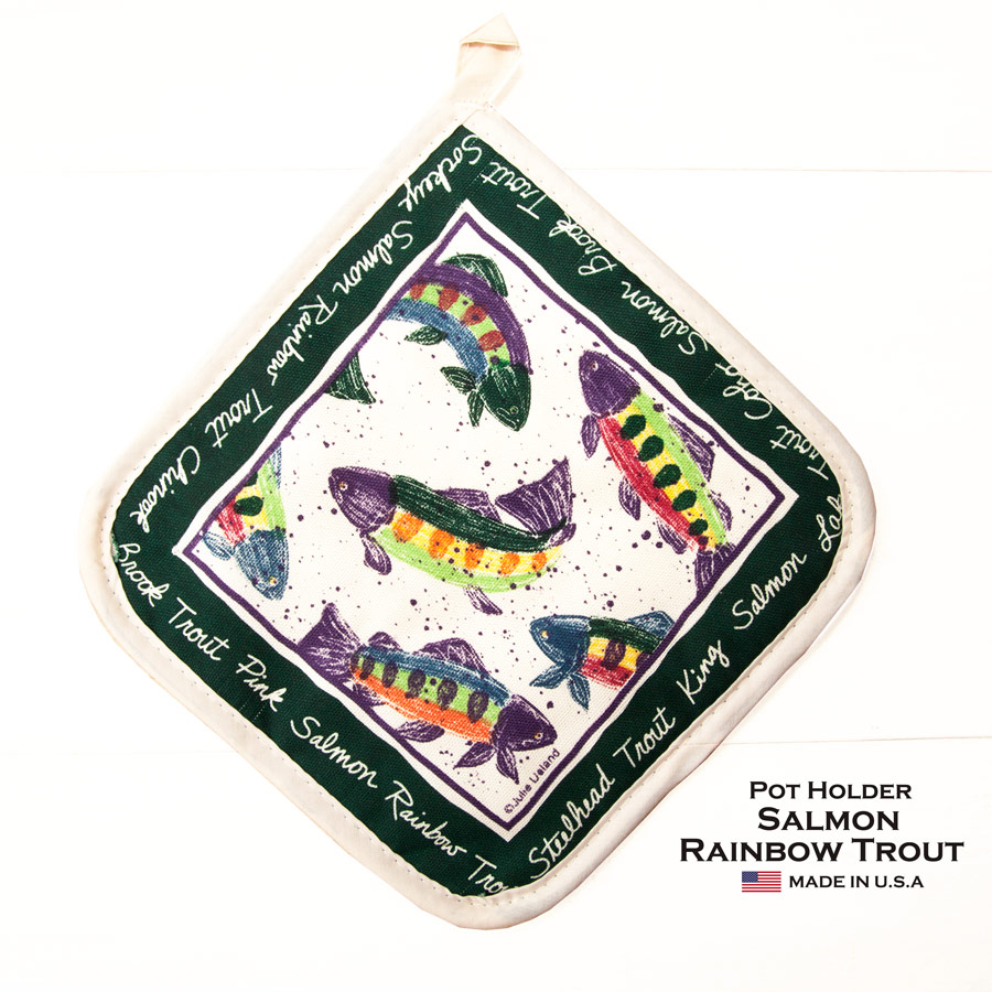 画像1: フィッシュデサイン ポットホルダー 鍋つかみ レインボートラウト・サーモン/Pot Holder Fish Rainbow Trout Salmon