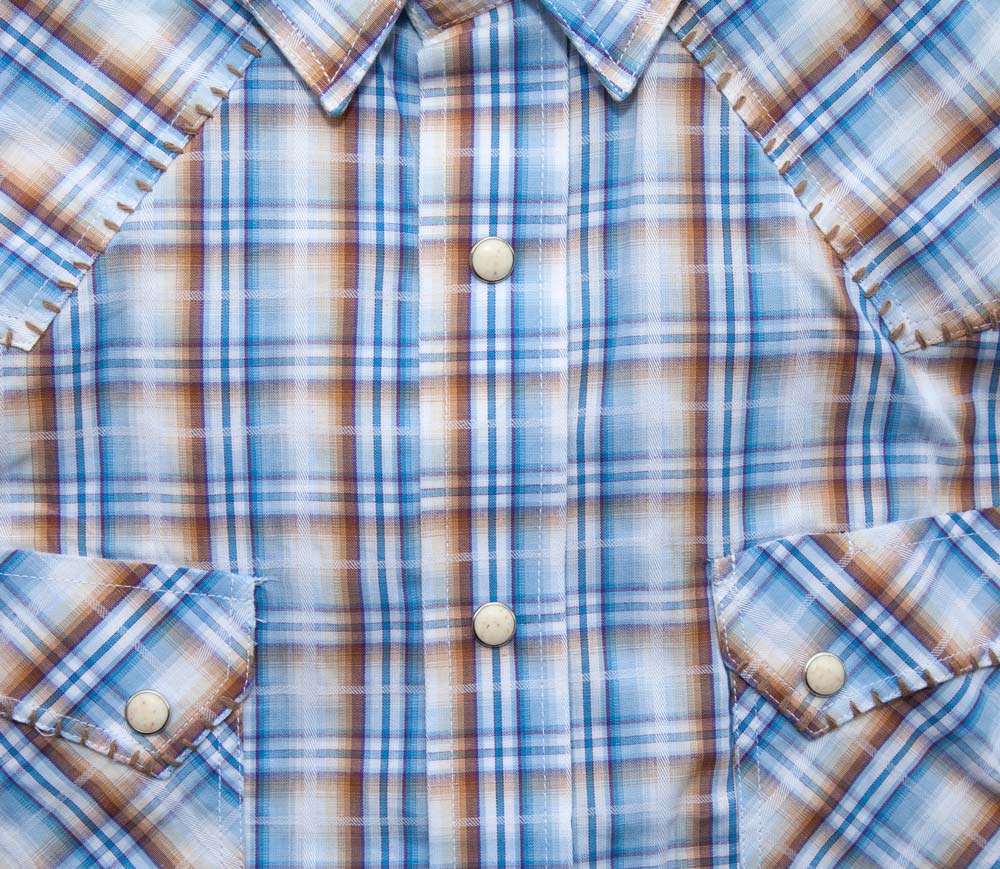 画像2: パンハンドルスリム ラフストック ウエスタン シャツ（ブルー・ブラウン/長袖）/Rough Stock Long Sleeve Western Shirt by Panhandle Slim(Powder Blue)