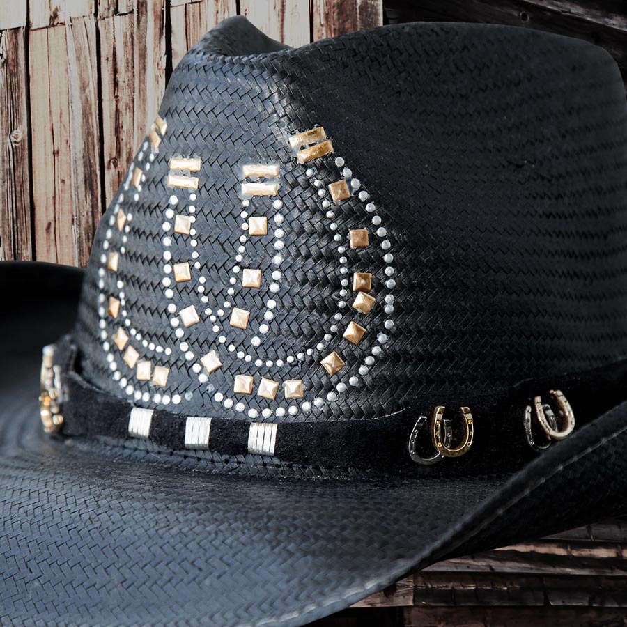 画像: ブルハイド 蹄鉄 ホースシュー ウエスタンストローハット（ブラック）/Bullhide Western Straw Hat Horseshoe(Black)