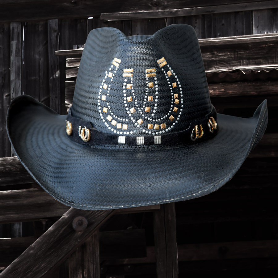 画像: ブルハイド 蹄鉄 ホースシュー ウエスタンストローハット（ブラック）/Bullhide Western Straw Hat Horseshoe(Black)