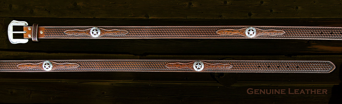 画像: ウエスタン スター レザーベルト（ブラウン）/Western Leather Belt(Brown)