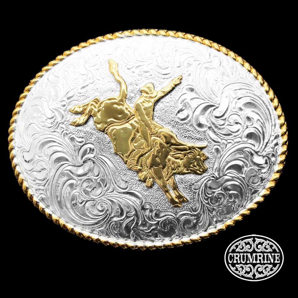 画像1: クラムライン ウエスタン ロデオ ベルト バックル ブルライダー/Crumrine Rodeo Belt Buckle Bull Rider