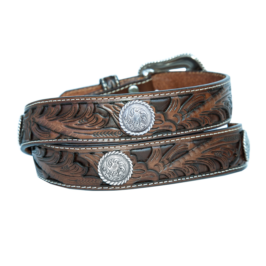 画像: ノコナ フローラル&コンチョ ウエスタン レザー ベルト（ブラウン）/Nocona Western Leather Belt(Brown)