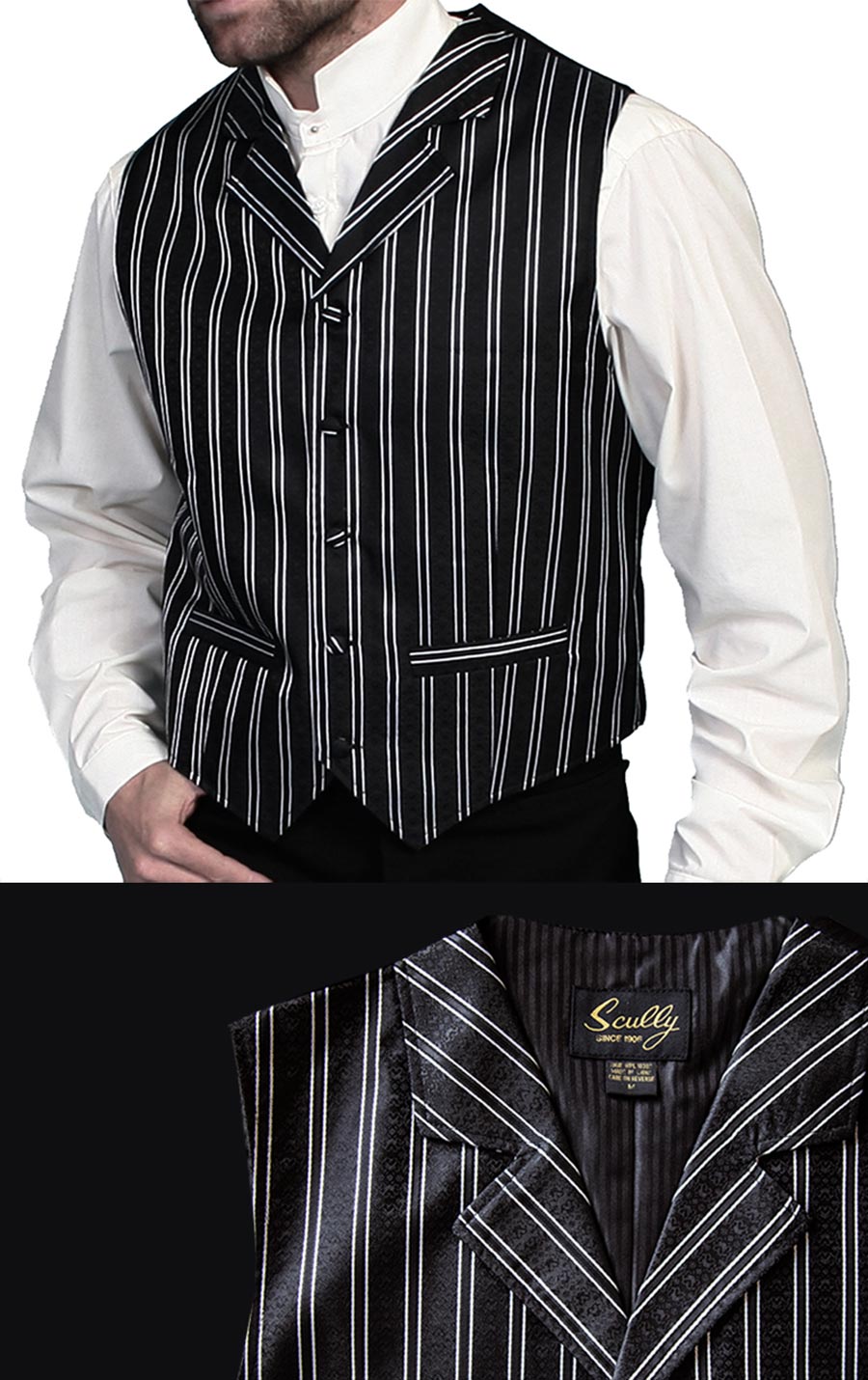 画像: スカリー オールドウエスト ベスト（ブラック ストライプ）M/Scully Old West Vest (Black Stripe)