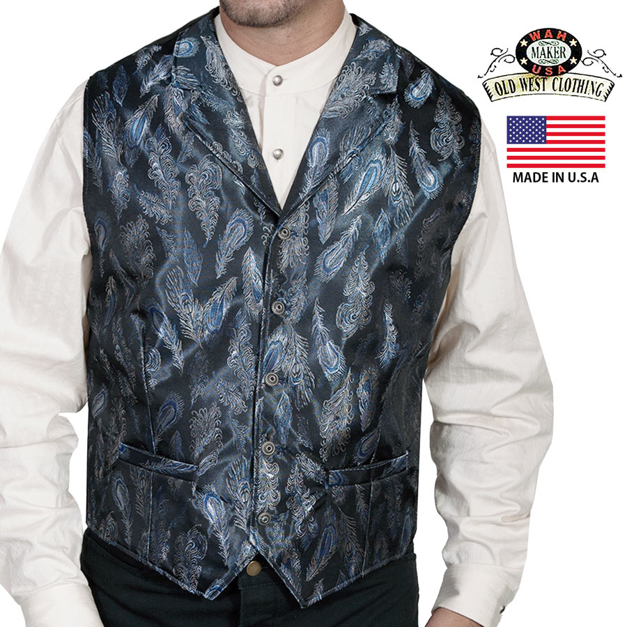 画像: ワーメーカー オールドウエスト ベスト（ブルー ペイズリーフェザー）/Wah Maker Old West Vest (Blue Paisley Feather)